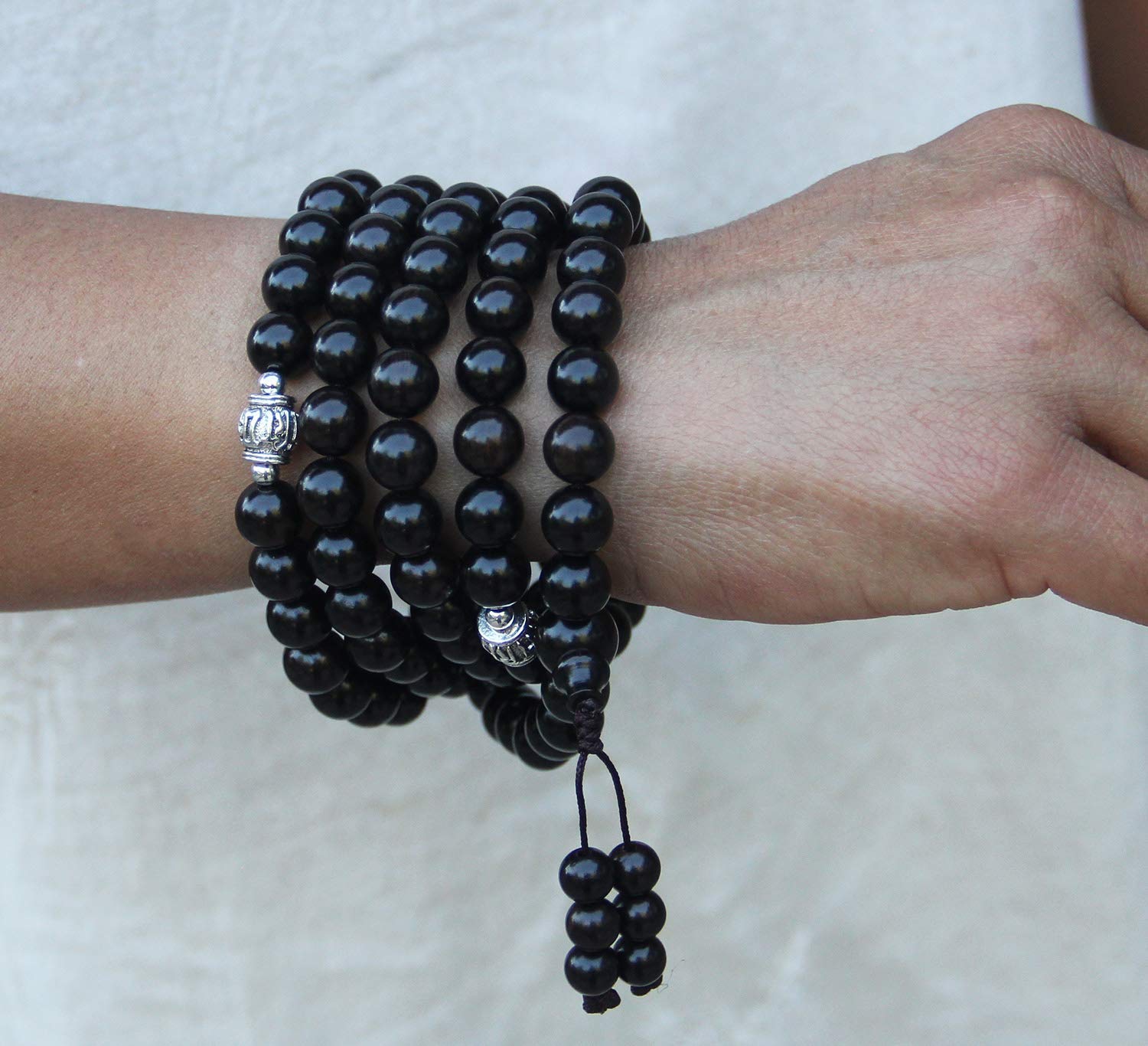 Tibetan Buddhist Meditation 108 Beads Ebony Wood MALA for Compassion (Ebony Wood) - DharmaObjects
