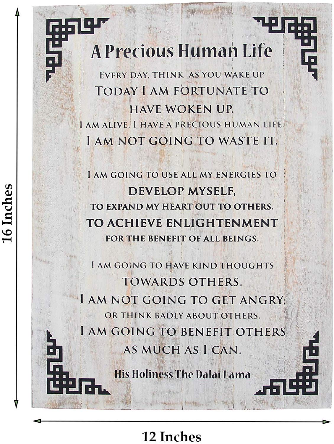 Dalai Lama Quotes ~ Wooden ~ A Precious Human Life ~ Inspirational Message Wall Decor - DharmaObjects