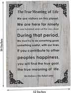 Dalai Lama Quotes ~ Wooden ~ The True Meaning of Life ~ Inspirational Message Wall Decor - DharmaObjects