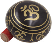 Tibetan OM Singing Bowl Set ~ With Mallet, Brocade Cushion & Carry Bag ~ For Meditation, Chakra Healing, Prayer, Yoga (OM, Purple) - DharmaObjects
