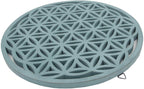 Large Flower of Life Sacred Geometry Positive Energy Handcrafted Wooden Wall Decor Hanging Art (Turquoise, 15.75 Inches) - DharmaObjects