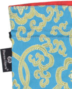 Tibetan Handmade Brocade Cloth Singing Bowl Storage Carrying Case Bag (Turquoise) - DharmaObjects