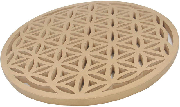 Large Flower of Life Sacred Geometry Positive Energy Handcrafted Wooden Wall Decor Hanging Art (Gold, 15.75 Inches) - DharmaObjects