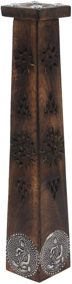 Wooden Artisan Decor Table Top Incense Stick Holder Burner Tower Stand (Blessing) - DharmaObjects