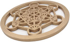 Large Metatron Cube Sacred Geometry Handcrafted Wooden Wall Decor Hanging Art (Gold, 15.75 Inches) - DharmaObjects