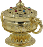 Large Heavy Duty Multi Purpose Charcoal Incense Burner 4 Inches Tall - DharmaObjects