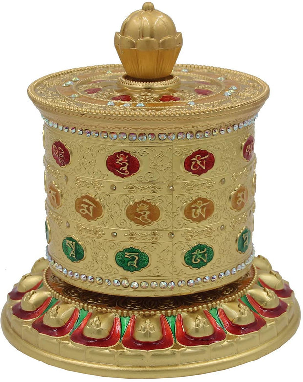 Tibetan Prayer Wheel Premium Quality Solid Brass Heavy Duty Table Top Om Mani Padme Hum