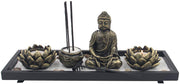 Zen Garden Buddha Statue Lotus Tea Light Candle and Incense Holder Complete Set Home Décor Gift - DharmaObjects