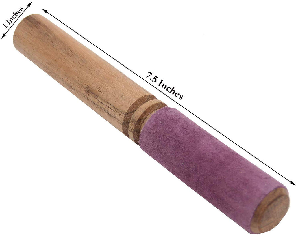 Tibetan Hard Wood Singing Bowl Suede Wrapped Striker Mallet - DharmaObjects
