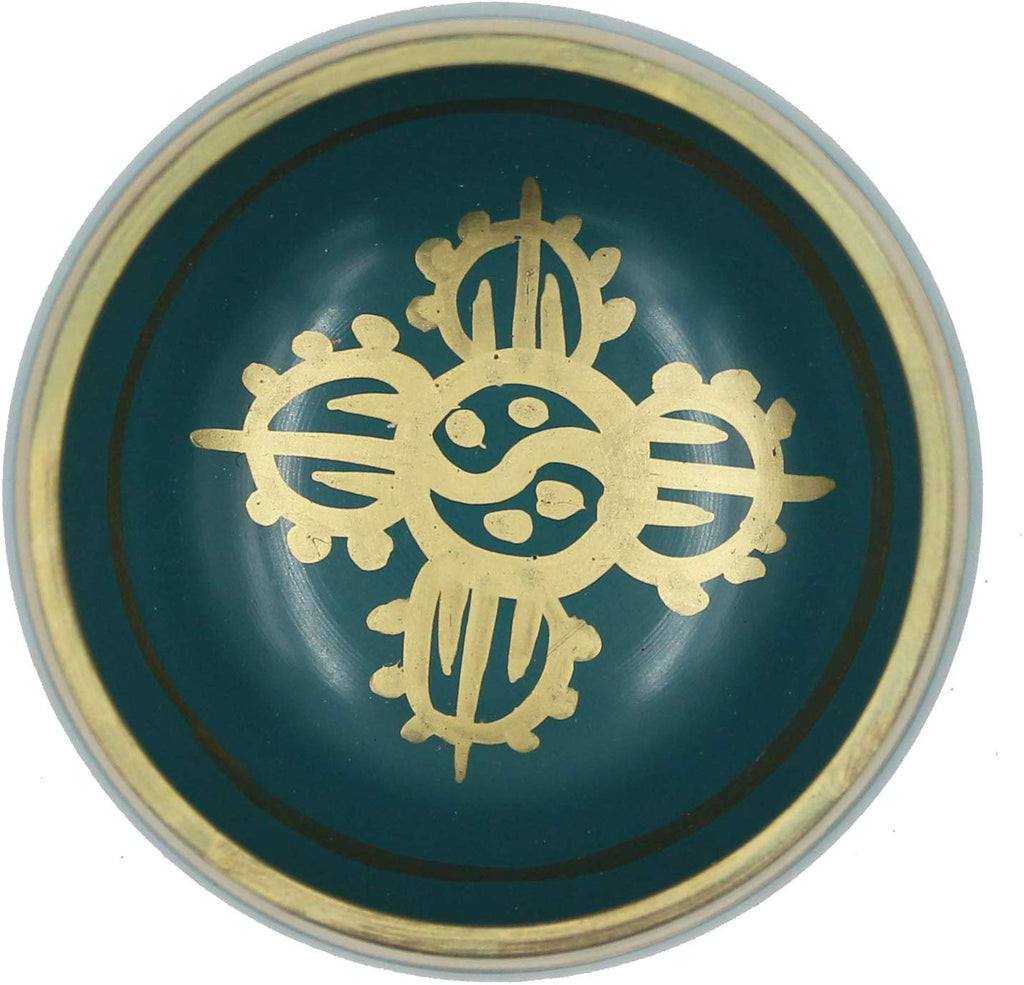 Tibetan Meditation Om Mani Singing Bowl/Cushion/Mallet (Turquoise) - DharmaObjects
