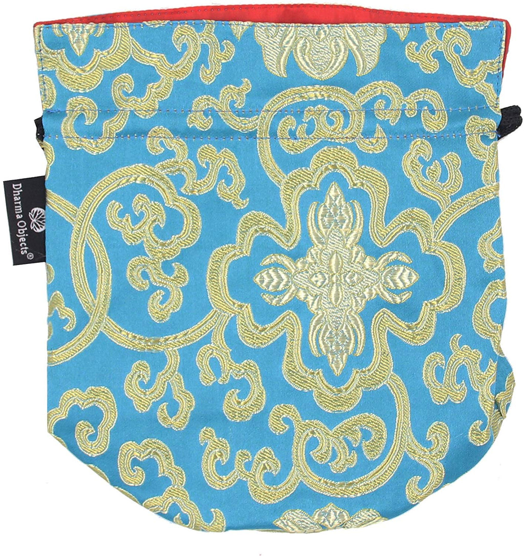 Tibetan Handmade Brocade Cloth Singing Bowl Storage Carrying Case Bag (Turquoise) - DharmaObjects