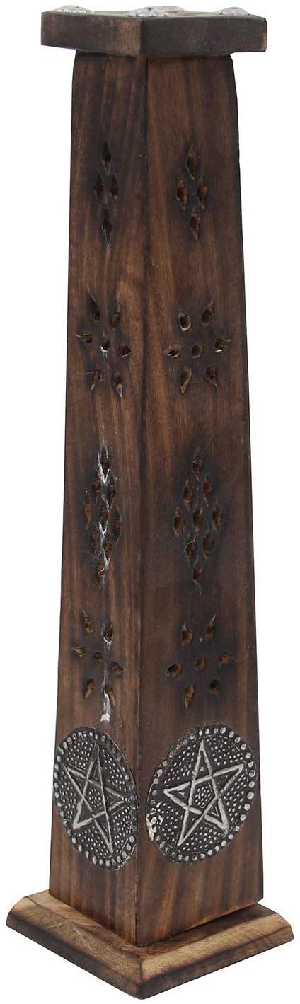 Wooden Artisan Decor Table Top Incense Stick Holder Burner Tower Stand (Star) - DharmaObjects