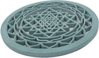 Large Shri Yantra Hindu Sacred Handcrafted Wooden Wall Decor (Turquoise, 15.75 Inches) - DharmaObjects