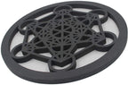 Large Metatron Cube Sacred Geometry Handcrafted Wooden Wall Decor Hanging Art (Black, 15.75 Inches) - DharmaObjects
