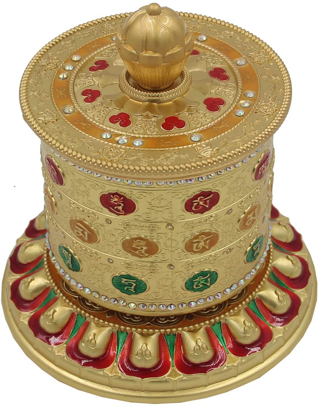 Tibetan Prayer Wheel Premium Quality Solid Brass Heavy Duty Table Top Om Mani Padme Hum
