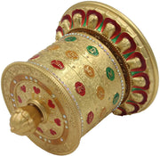 Tibetan Prayer Wheel Premium Quality Solid Brass Heavy Duty Table Top Om Mani Padme Hum