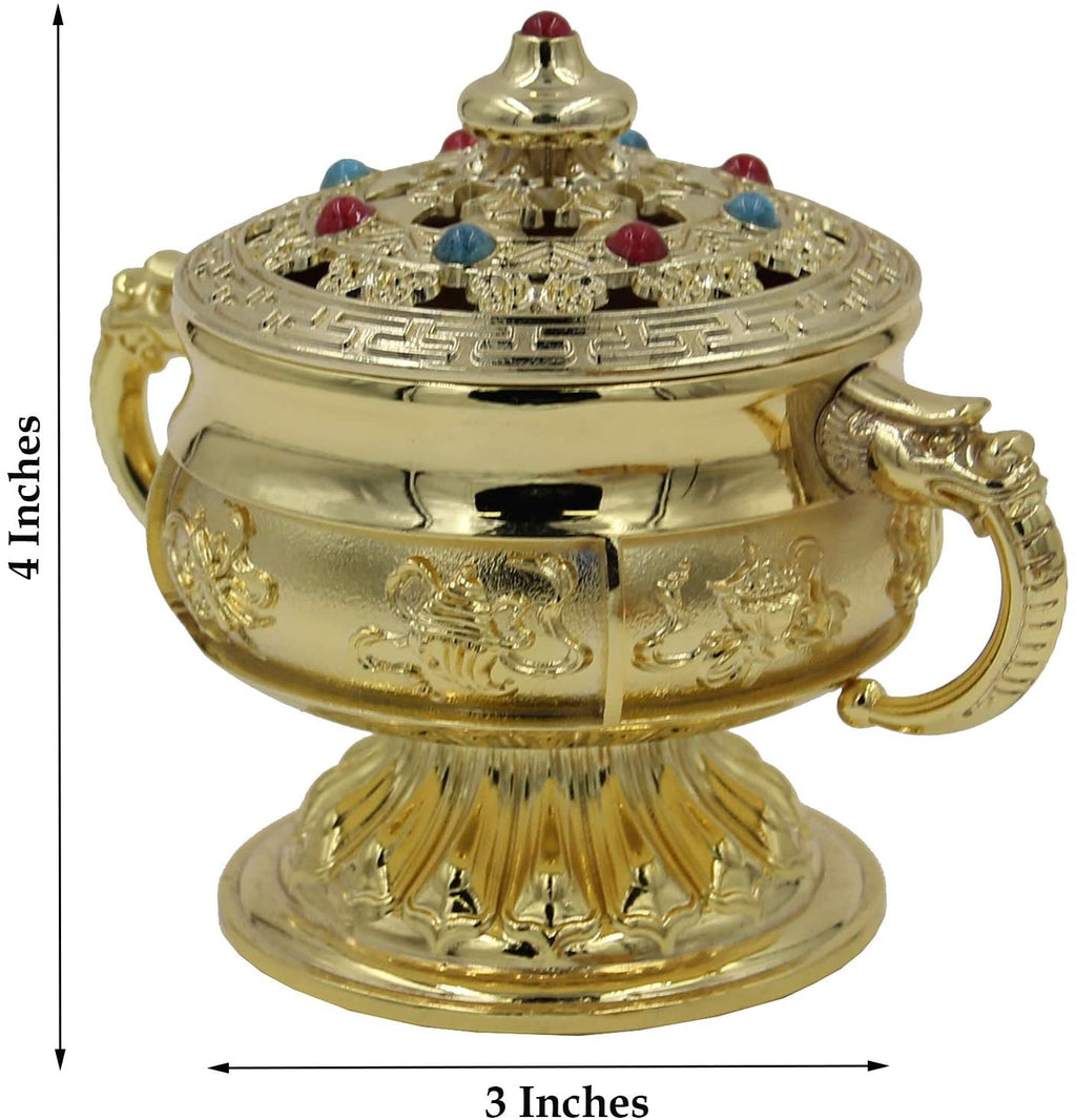 Large Heavy Duty Multi Purpose Charcoal Incense Burner 4 Inches Tall - DharmaObjects