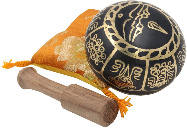 Gorgeous MEDITATION 8 Lucky Symbols Singing Bowl With Mallet - DharmaObjects