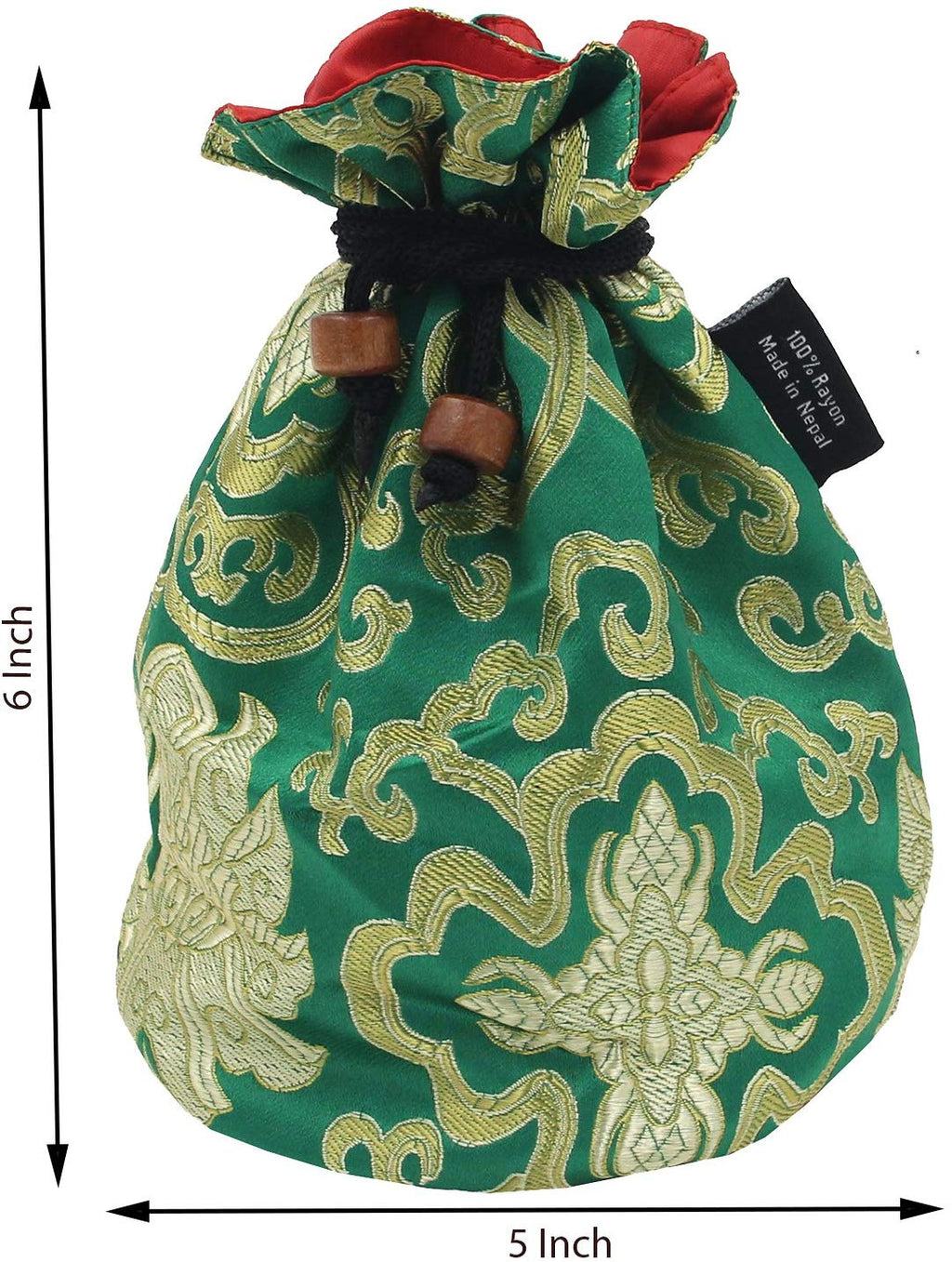 Tibetan Handmade Brocade Cloth Singing Bowl Storage Carrying Case Bag (Green) - DharmaObjects