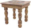 Solid Mango Wood Hand Carved Puja Shrine Altar Meditation Table (Pentagram Star) - DharmaObjects