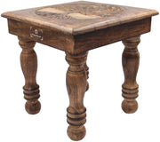 Solid Mango Wood Hand Carved Puja Shrine Altar Meditation Table (Tree of Life 1) - DharmaObjects