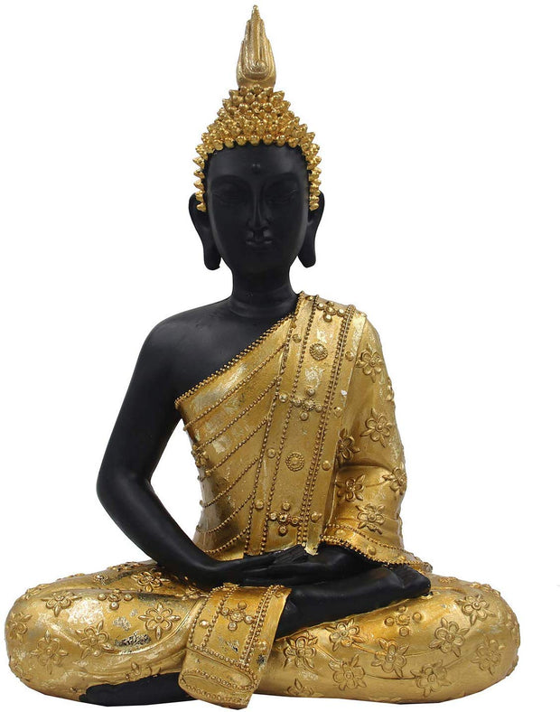 Meditating Buddha Statue Zen Mindfulness Peace Harmony (Gold, 16 Inches) - DharmaObjects