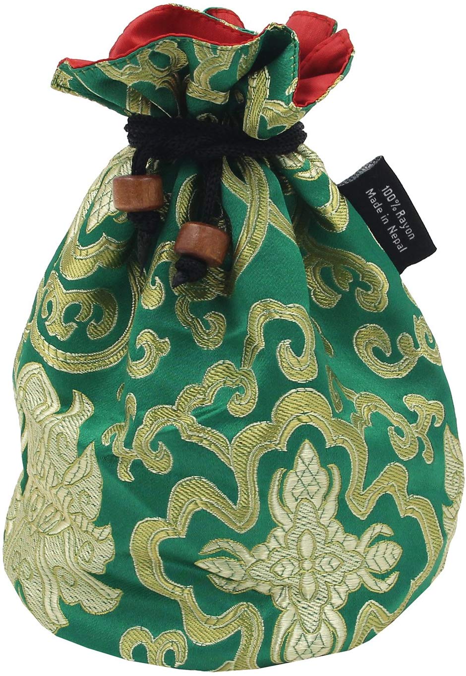 Tibetan Handmade Brocade Cloth Singing Bowl Storage Carrying Case Bag (Green) - DharmaObjects