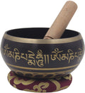 Tibetan Extra Large Heavy Meditation Singing Bowl With Mallet and Silk Cushion (Purple Om mani) - DharmaObjects
