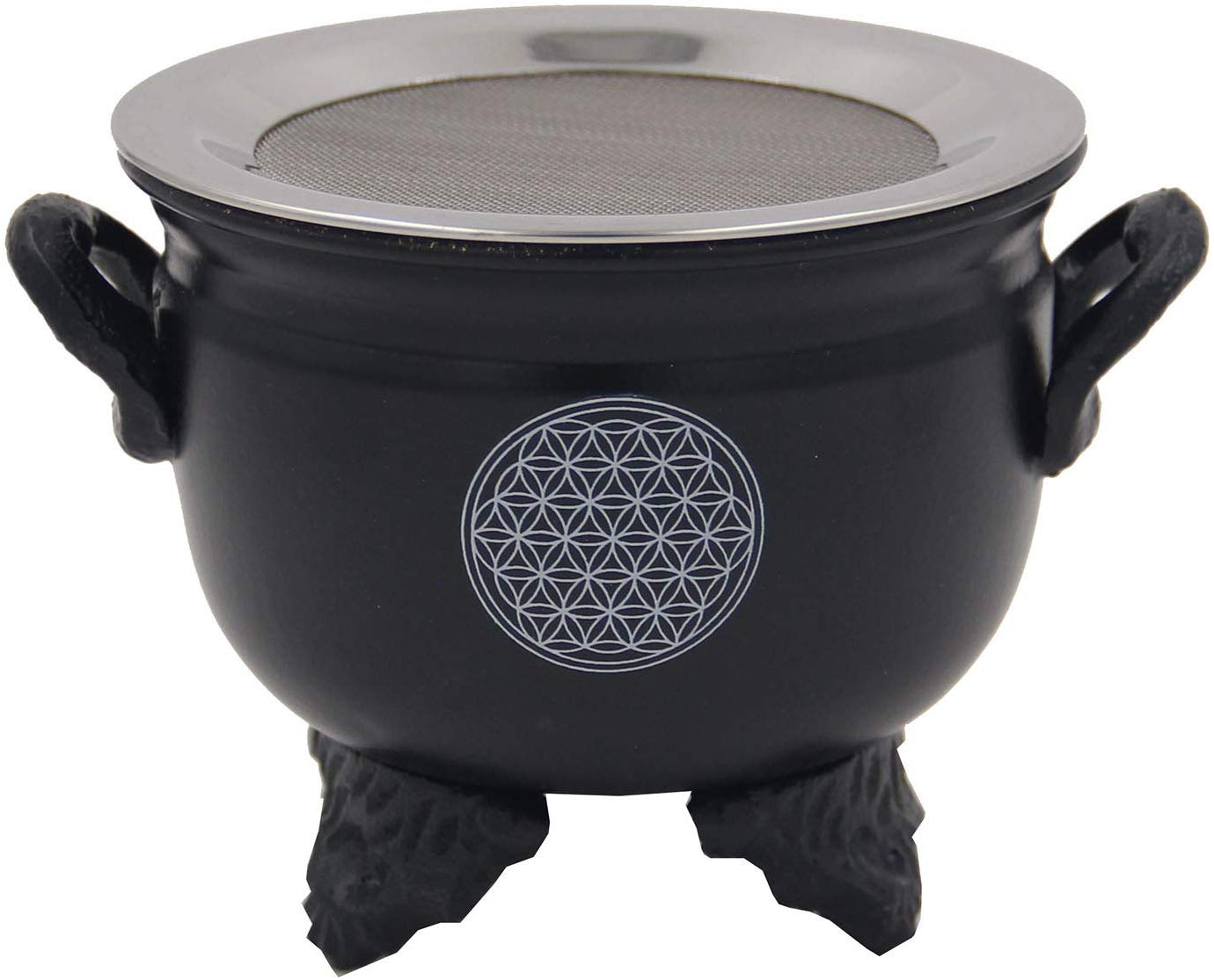 Large Metal Charcoal Screen Incense Burner (Flower of Life) - DharmaObjects