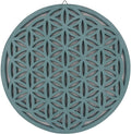 Large Flower of Life Sacred Geometry Positive Energy Handcrafted Wooden Wall Decor Hanging Art (Turquoise, 15.75 Inches) - DharmaObjects