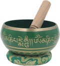 Tibetan Meditation Om Mani Padme Hum Singing Bowl Complete Set (X-Large, Green) - DharmaObjects