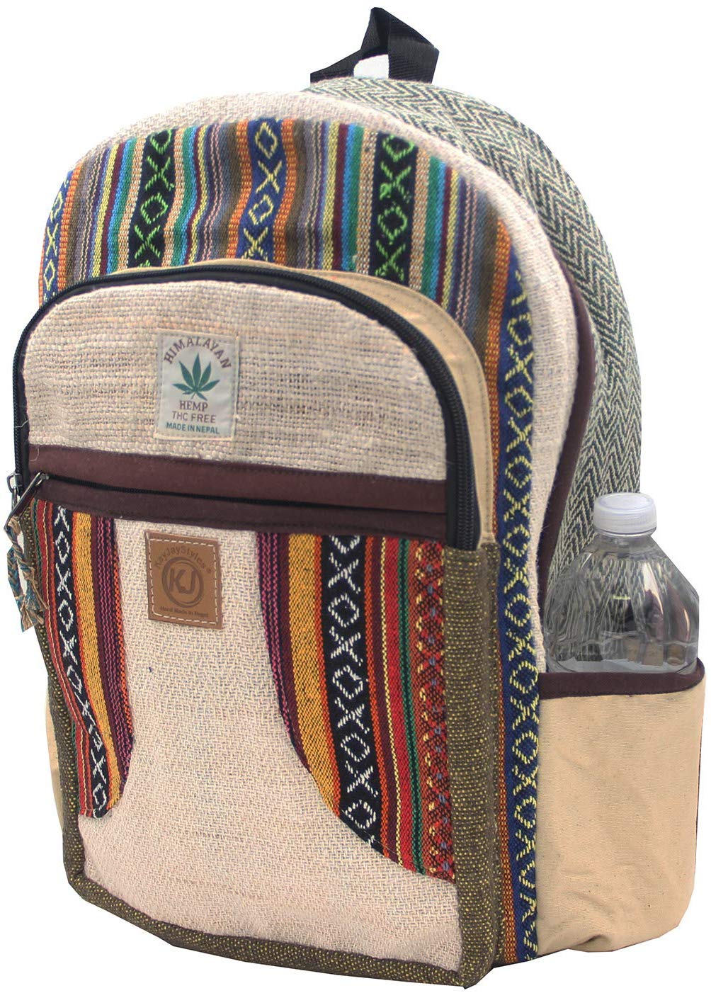 Natural Handmade Large Multi Pocket Hemp Nepal Backpack - DharmaObjects