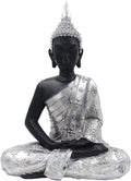 Meditating Buddha Statue Zen Mindfulness Peace Harmony (Silver, 11 Inches) - DharmaObjects