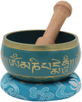 Tibetan Meditation Om Mani Singing Bowl/Cushion/Mallet (Turquoise) - DharmaObjects