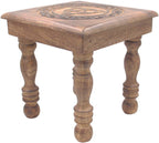 Solid Mango Wood Hand Carved Puja Shrine Altar Meditation Table (Triquetra) - DharmaObjects