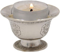 Ghee Lamp Holder Candle Holder Tibetan Brass Oil Butter Lamp Buddhist Supplies (Silver Small) - DharmaObjects