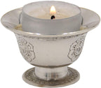 Ghee Lamp Holder Candle Holder Tibetan Brass Oil Butter Lamp Buddhist Supplies (Silver Small) - DharmaObjects