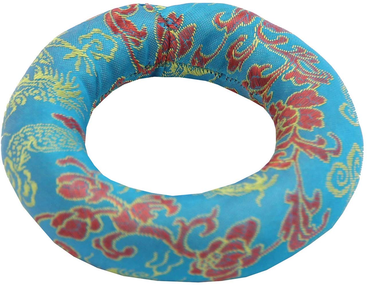 Silk Brocade Ring Cushion Pillow for Tibetan Singing Bowl Hand Made Nepal (Turquoise) - DharmaObjects