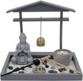 Buddha Zen Garden Tea Light Candle Holder Set (Gray Bell Buddha) - DharmaObjects