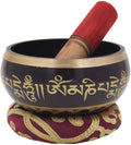 Medium Tibetan Meditation Om Mani Padme Hum Peace Singing Bowl With Mallet - DharmaObjects