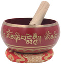 Tibetan Meditation Om Mani Padme Hum Peace Singing Bowl Complete Set (X-Large, Red) - DharmaObjects