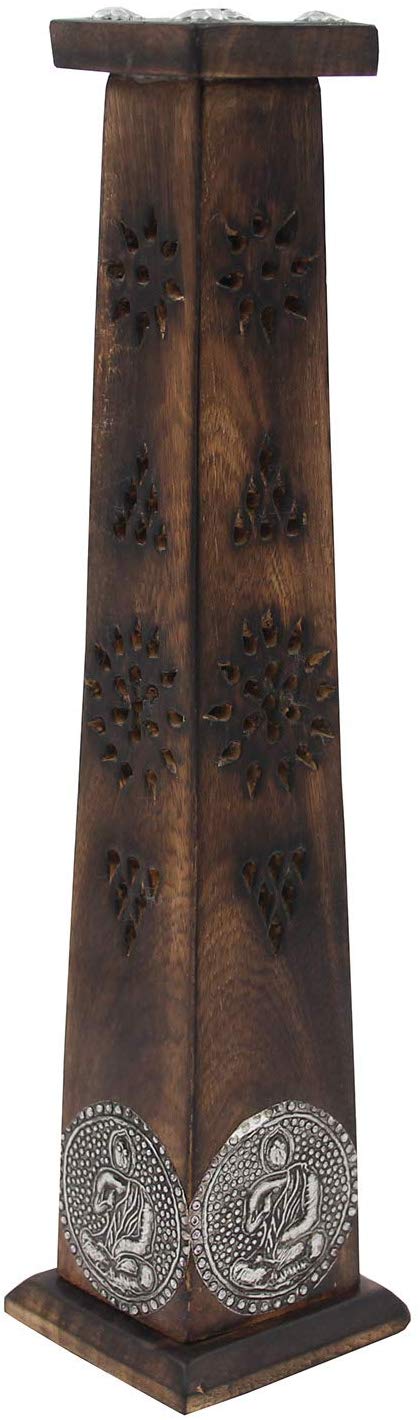 Wooden Artisan Decor Table Top Incense Stick Holder Burner Tower Stand (Blessing) - DharmaObjects
