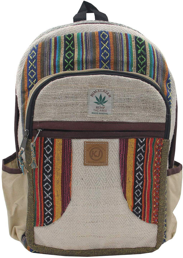Natural Handmade Large Multi Pocket Hemp Nepal Backpack - DharmaObjects