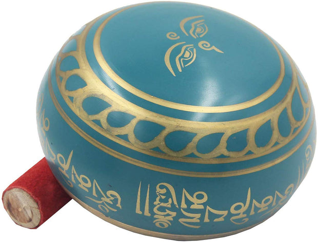 Tibetan Meditation Om Mani Padme Hum Singing Bowl Complete Set (X-Large, Turquoise) - DharmaObjects