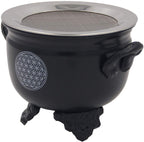 Large Metal Charcoal Screen Incense Burner (Flower of Life) - DharmaObjects