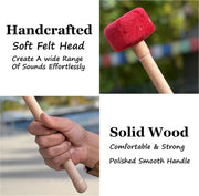 DharmaObjects Tibetan Singing Bowls Gong 12" Felt & Wood Striker Mallet (12" X 2.5")