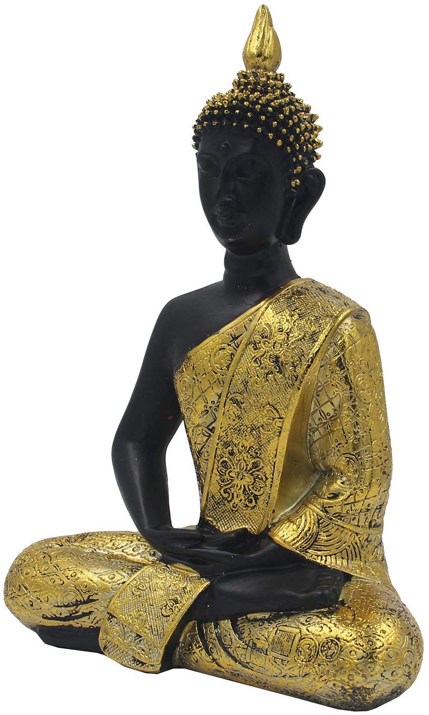 Golden Buddha Meditating Peace Harmony Statue 11” Tall - DharmaObjects