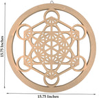 Large Metatron Cube Sacred Geometry Handcrafted Wooden Wall Decor Hanging Art (Gold, 15.75 Inches) - DharmaObjects