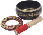 Tibetan Extra Large Heavy Meditation Singing Bowl With Mallet and Silk Cushion (Purple Om mani) - DharmaObjects