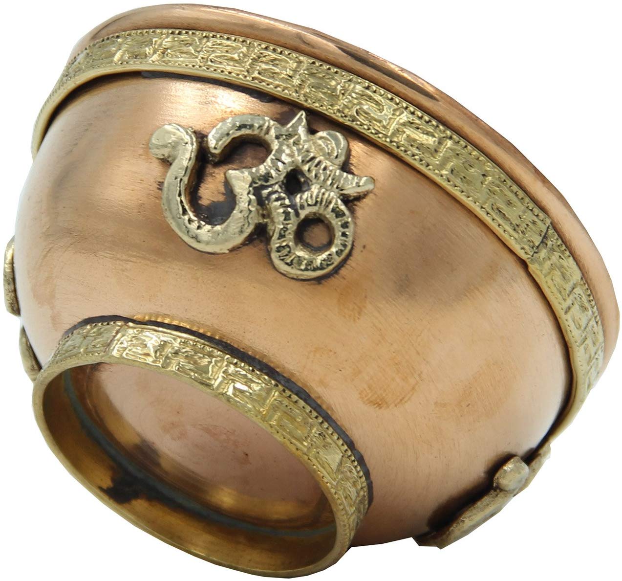 Copper Offering Bowl Incense Burner Holder (3 Inches, Om) - DharmaObjects